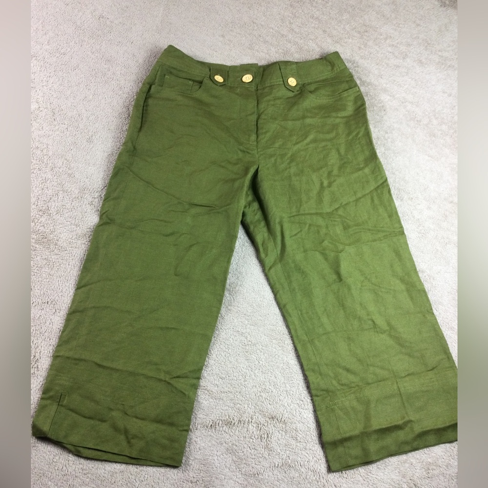 Larry Levine linen blend capri pants size 4 green